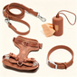 Waterproof Anti-Tear Dog Harness Collar Leash & Poop Bag Holder Set, Adjustable Outdoor Walking Pet Kit