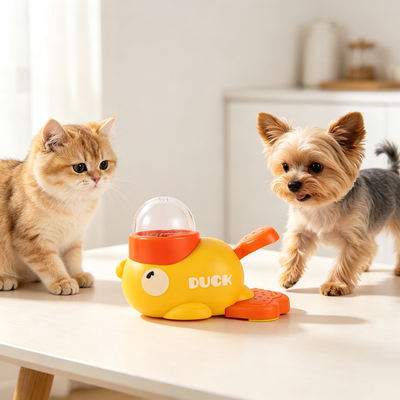 Pet Puzzle Treat Dispenser Toy, Cartoon Duck‑Shaped Interactive Slow Feeder, Non‑Slip Mental Enrichment Toy for Dog & Cat Training