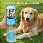 3-in-1 Portable Pet Water Bottle, Leak-Proof Pet Water Dispenser for Walking with Food Container & Waste Bag Holder