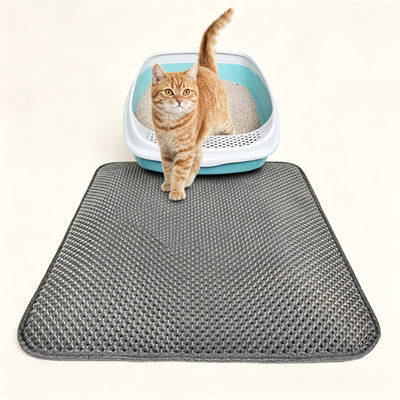 Double Layer Cat Litter Mat, EVA Waterproof Litter Trapping Mat, Non-Slip Kitty Litter Catcher for Floor