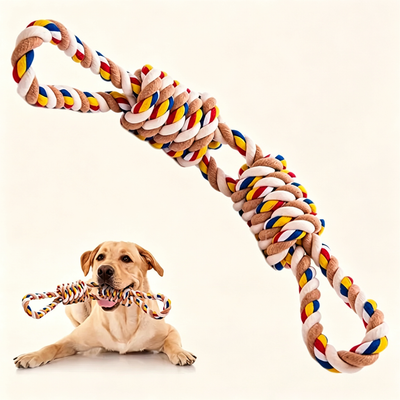 Large Rope Knot Dog Chew Toy ,Teeth Grinding & Cleaning, Boredom Relief, Interactive Training Toy for Dogs & Cats