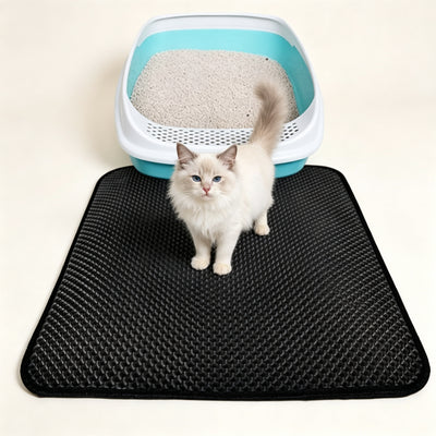 Double Layer Cat Litter Mat, EVA Waterproof Litter Trapping Mat, Non-Slip Kitty Litter Catcher for Floor
