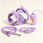 Waterproof Anti-Tear Dog Harness Collar Leash & Poop Bag Holder Set, Adjustable Outdoor Walking Pet Kit