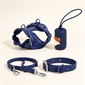 Waterproof Anti-Tear Dog Harness Collar Leash & Poop Bag Holder Set, Adjustable Outdoor Walking Pet Kit