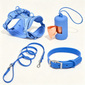 Waterproof Anti-Tear Dog Harness Collar Leash & Poop Bag Holder Set, Adjustable Outdoor Walking Pet Kit