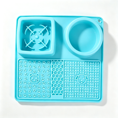 Silicone Multifunctional Pet Slow Feeder Bowl & Licking Mat for Dogs & Cats