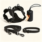 Waterproof Anti-Tear Dog Harness Collar Leash & Poop Bag Holder Set, Adjustable Outdoor Walking Pet Kit