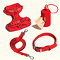 Waterproof Anti-Tear Dog Harness Collar Leash & Poop Bag Holder Set, Adjustable Outdoor Walking Pet Kit